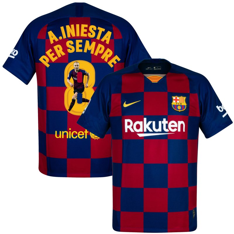 Barcelona Shirt Thuis 2019-2020 + A. Iniesta Per Sempre 8 (Gallery Style) - XXXL