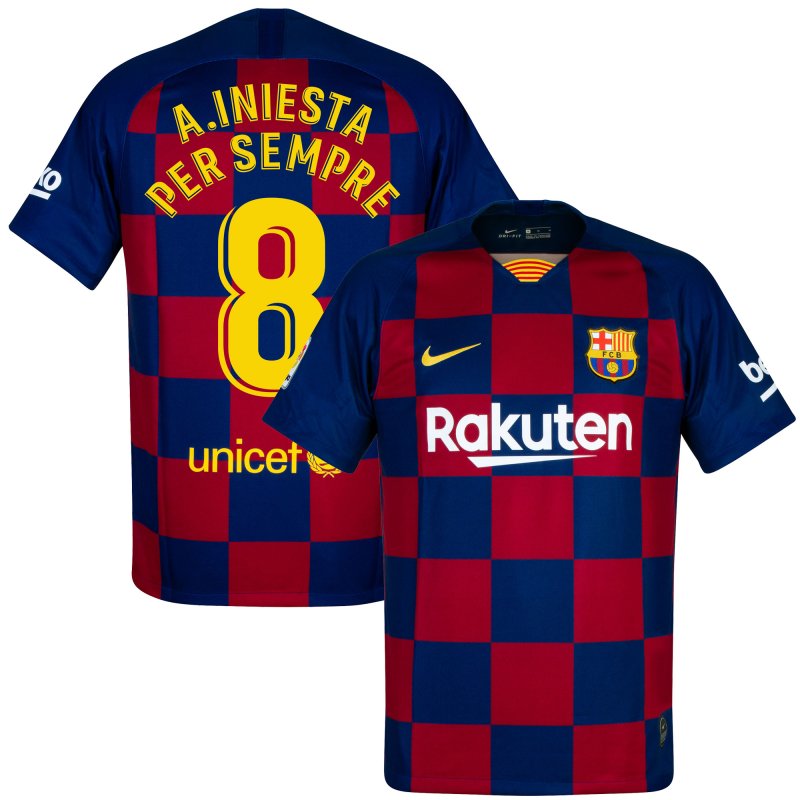 Barcelona Shirt Thuis 2019-2020 + A.Iniesta Per Sempre 8 (Fan Style)