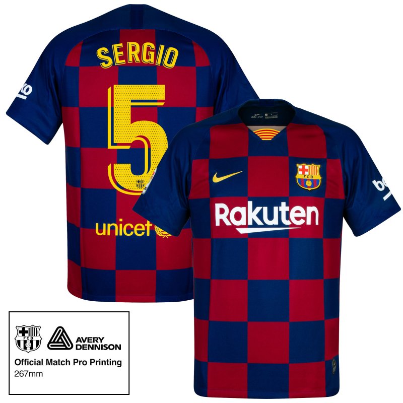 Barcelona Shirt Thuis 2019-2020 + Sergio 5 - XL