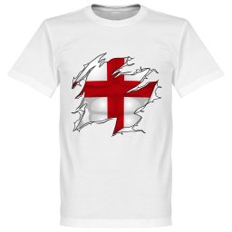 Engeland Ripped Flag T-Shirt - Wit - Kinderen - 12