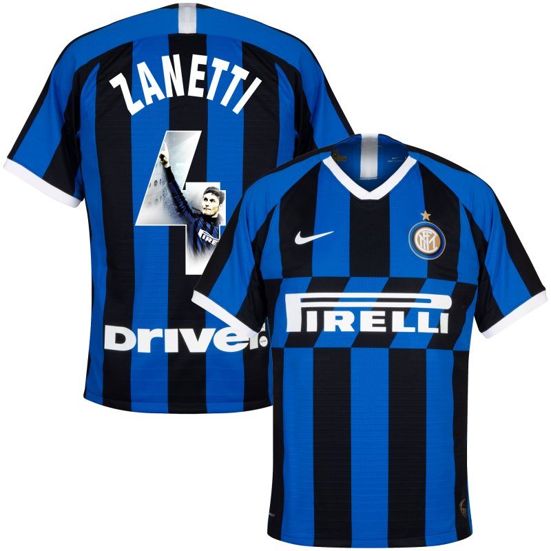 Inter Milan Shirt Thuis 2019-2020 + Zanetti 4 (Gallery Style) - Kinderen - 137-147