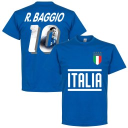Italië R. Baggio 10 Gallery Team T-Shirt - Blauw - XL