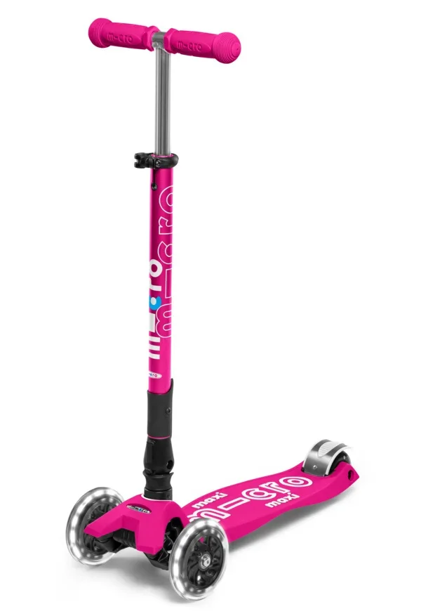 Maxi Deluxe Inklapbaar LED Neon Pink - Kickboard Foldable