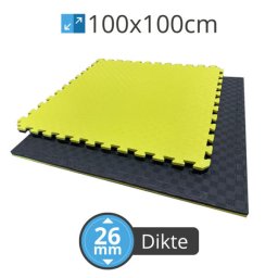PTessentials Tatami matten 100x100x2,6 cm - Palletprijs - Zwart-Geel